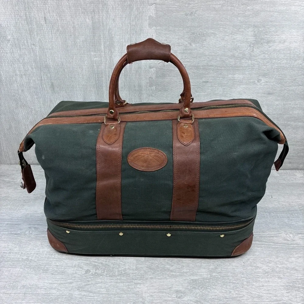 Vintage Orvis Battenkill Duffle Bag Large Separate Bottom Section Canvas Twill